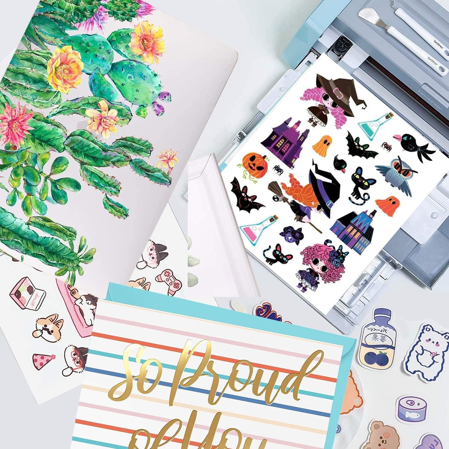 VIKDOOK Printable Vinyl Sticker Paper for Cricut Inkjet Printer Waterproof White Matte Vinyl Decal Paper for Cricut Sheet Size 8.5” X 11”