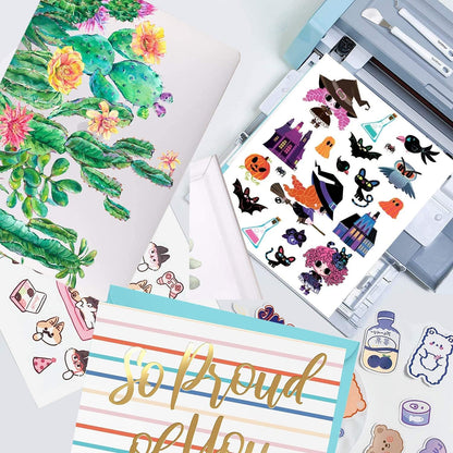 VIKDOOK Printable Vinyl Sticker Paper for Cricut Inkjet Printer Waterproof White Matte Vinyl Decal Paper for Cricut Sheet Size 8.5” X 11”