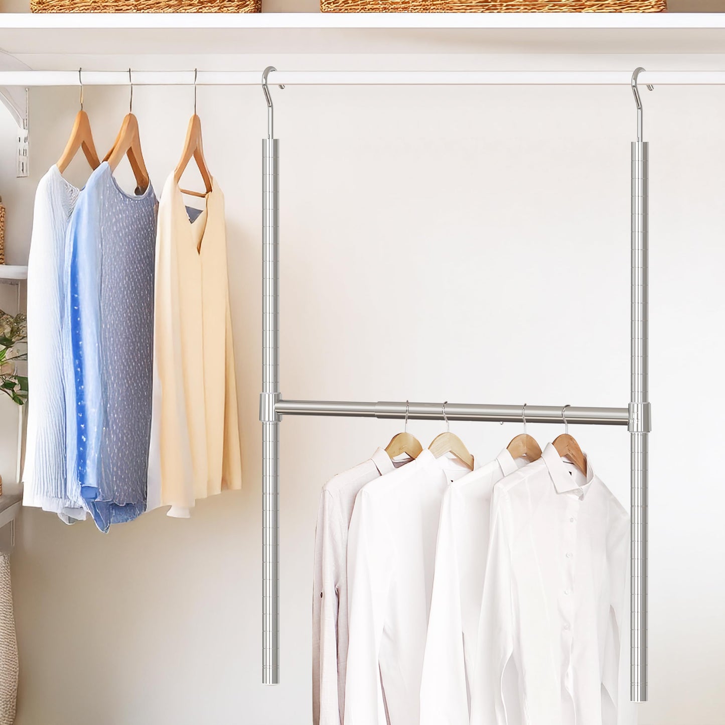 SimpleHouseware 18 to 30 Inch Adjustable Closet Hanging Rod, Chrome