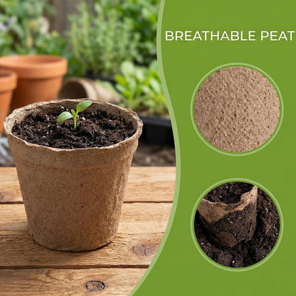 Cedilis 100 Pack 4 inch Peat Pots, Biodegradable Plant Starter Pots with Plant Labels, Germination Station Starter Cups, Disposable Plant Pots for Seedlings, Flowers, Vegetables Seeds
