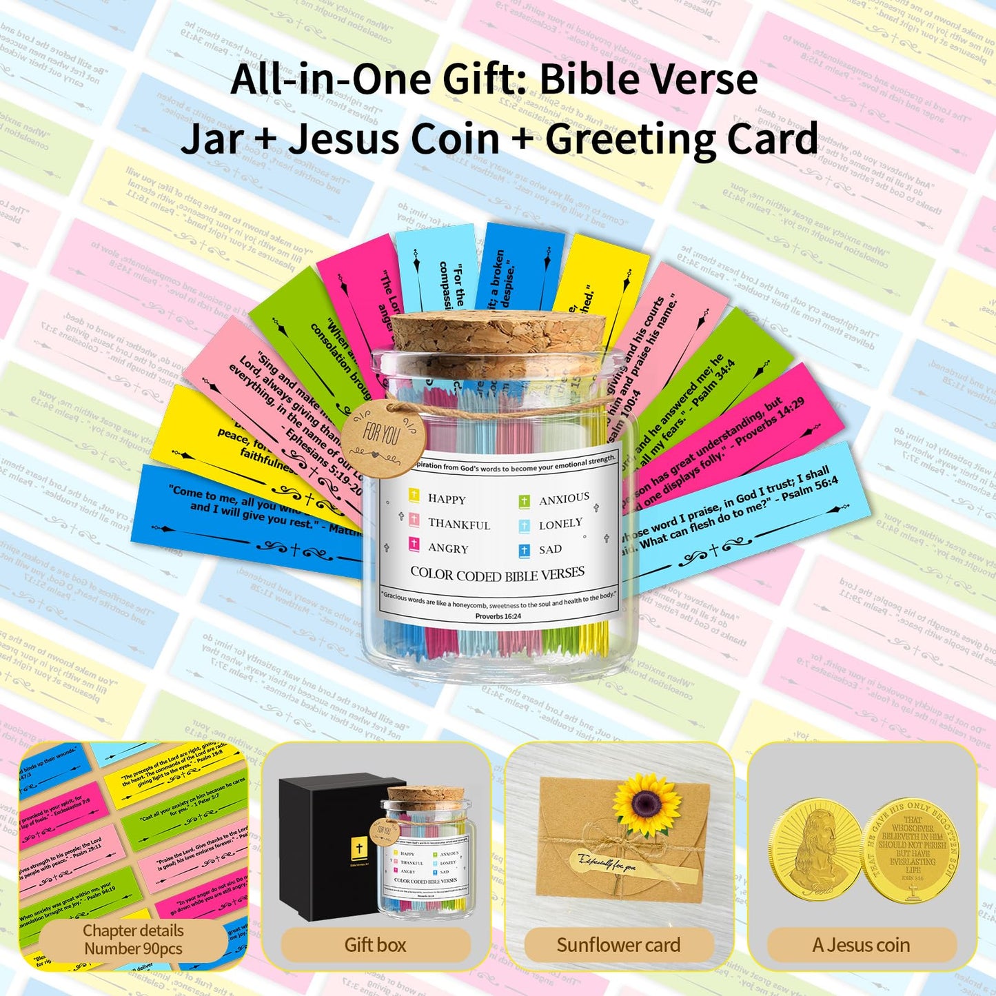 Bible Verse Jar – Handmade Prayer & Hope Scripture Jar for Mom & Dad, Inspirational Christian Gift for Women & Men, Mother’s Day & Father’s Day, Graduation Keepsake, Faith-Inspired Religious Present