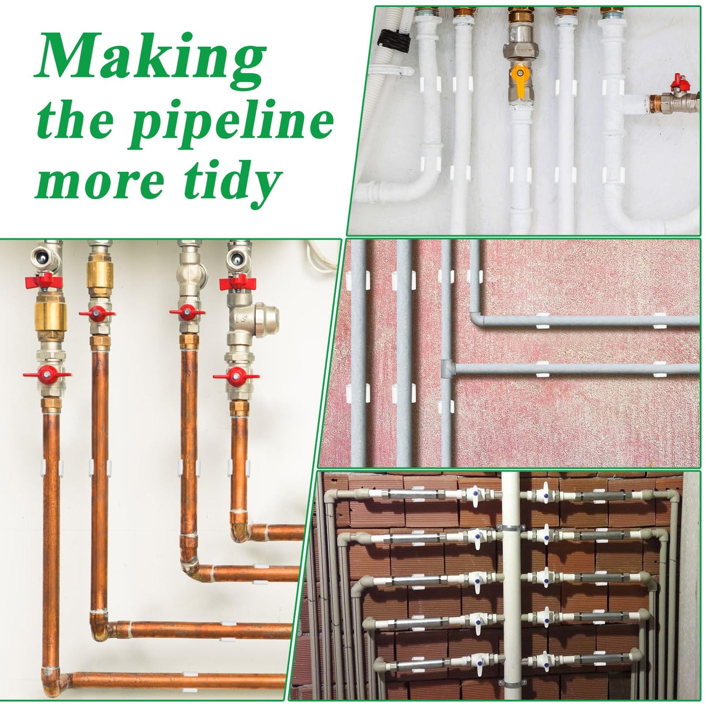 Supkiir 100Pcs PEX Pipe Clips, 16mm and 20mm U-Hook Pipe Clamps, Water Tube Support Hangers, Plastic Pipes Holder Bracket Support Tools Tubing Hoses Bracket Socket for Water Gas Pipes