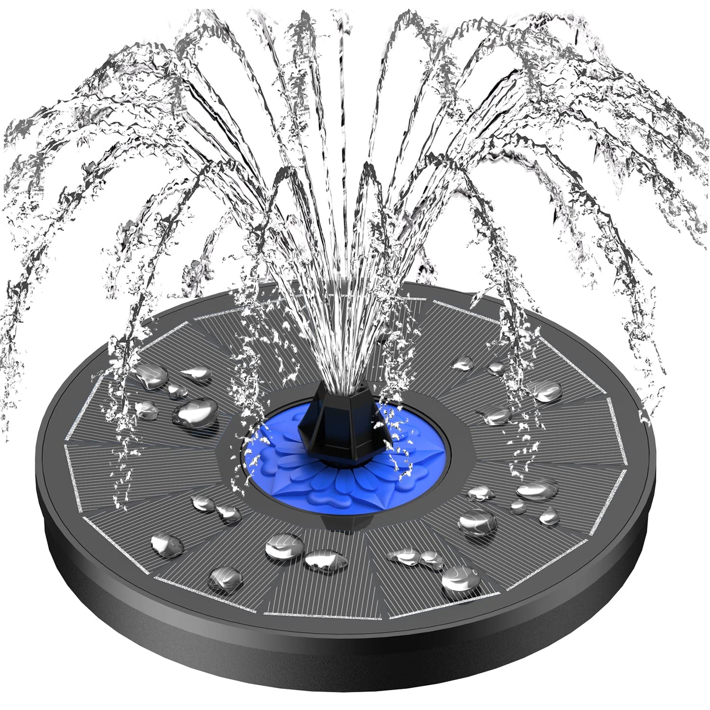 SZMP Solar Fountain Upgrade, 3.5W Solar Powered Bird Bath Fountains with Flower, Outdoor Water Feature Solar Fountain Pump with 7-in-1 Nozzles, 4 Fixed Pipes for Humingbirds, Birdbath, and Garden