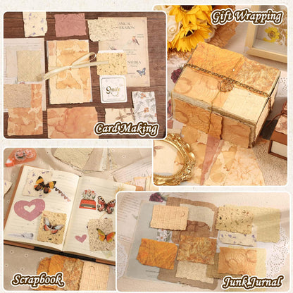 226 Sheets Textured Scrapbook Paper Kit with Photo Tapes, Vintage Scrapbooking Supplies Craft Paper for Junk Journal Supplies Planner Mixed Collage Materials Embellishments