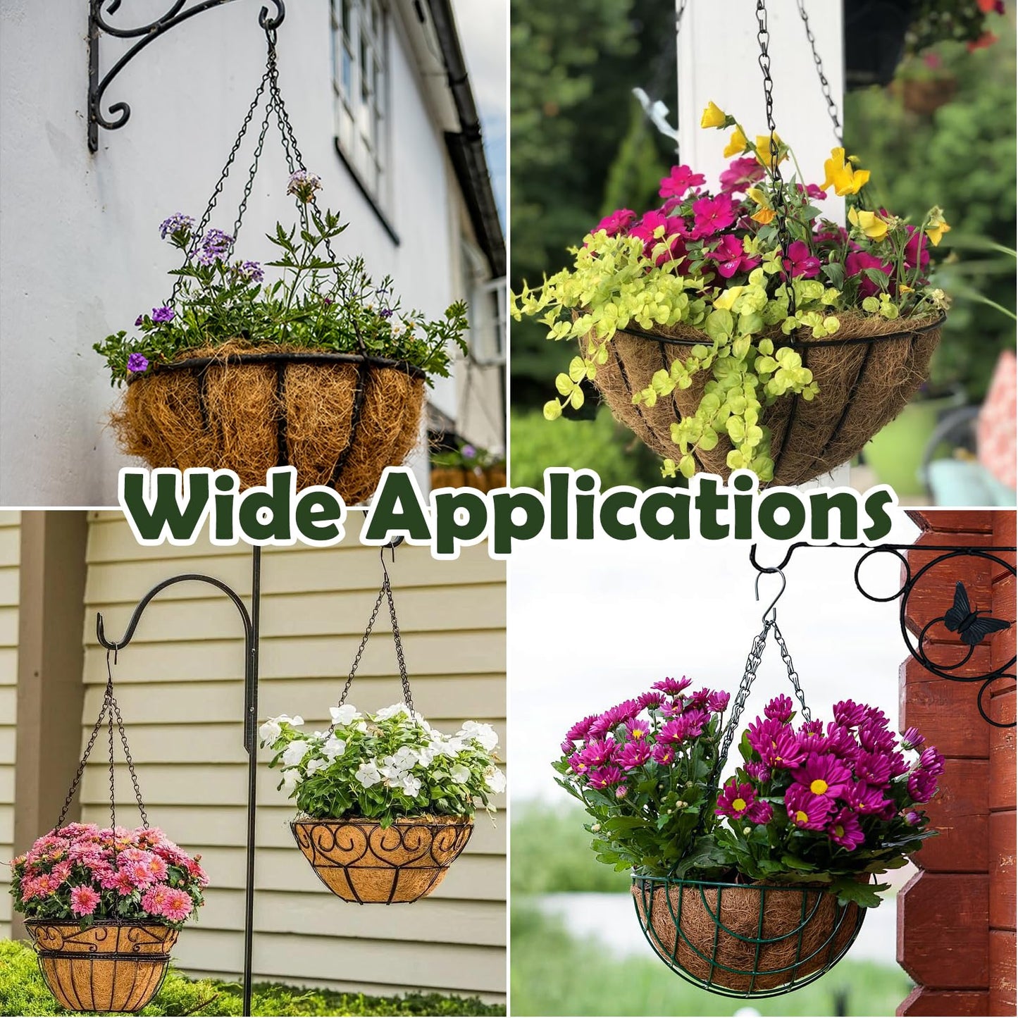 QTLCOHD 8 Pack 23 Inch Black Chain for Hanging Flower Plant Pot, Metal Planter Hangers with Hooks Clips for Bird Feeder, Lanterns and Indoor Outdoor Plant Garden Decorations