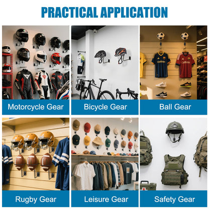PSLER Helmet Holder - Motorcycle Helmet Holder Metal Helmet Holder Wall Mount for Most Motorcycle Bike Helmet, Jacket, Coats, Hats, Basketball, Rugby,6PCS