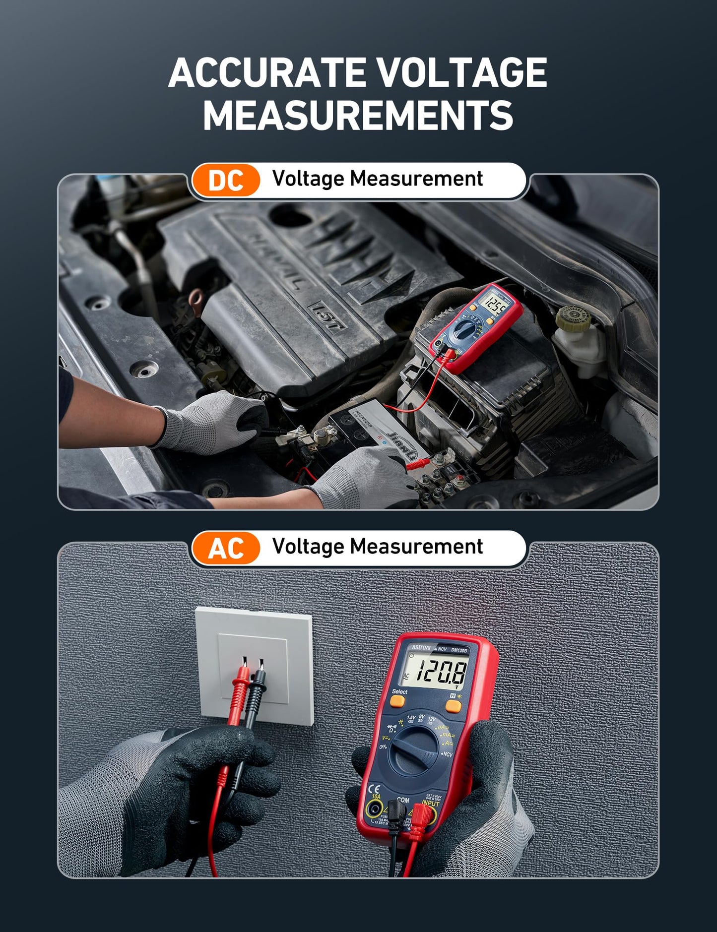 AstroAI Digital Multimeter 4000, Auto Range NCV Detector, Multimeter Tester with Volt Amp Ohm, Multi Meters Measures AC/DC Voltage, Current, Resistance, Continuity, Capacitance, Diodes and Batteries