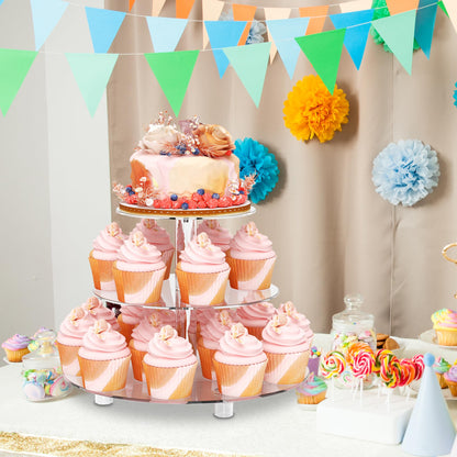 Acrylic Cupcake Stand, Clear Dessert Tower Holder Display with Base for Wedding, Party, Baby Shower