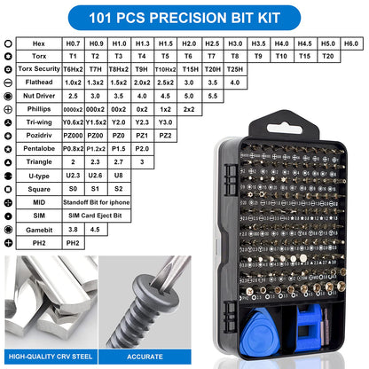 STREBITO Precision Screwdriver Set 124-Piece Small Screwdriver Set Magnetic Repair Tool Kit for Laptop, iPhone, Cell Phone, PC, MacBook, Tablet, Computer, PS5, PS4, Xbox, Electronic, Glasses, Watch