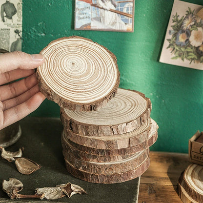PLAZOTTA 40 Pcs Natural Wood Slices 3.5-4 Inches Unfinished Wood Craft Kit Round Discs Rustic Wedding Decoration for Arts and Crafts
