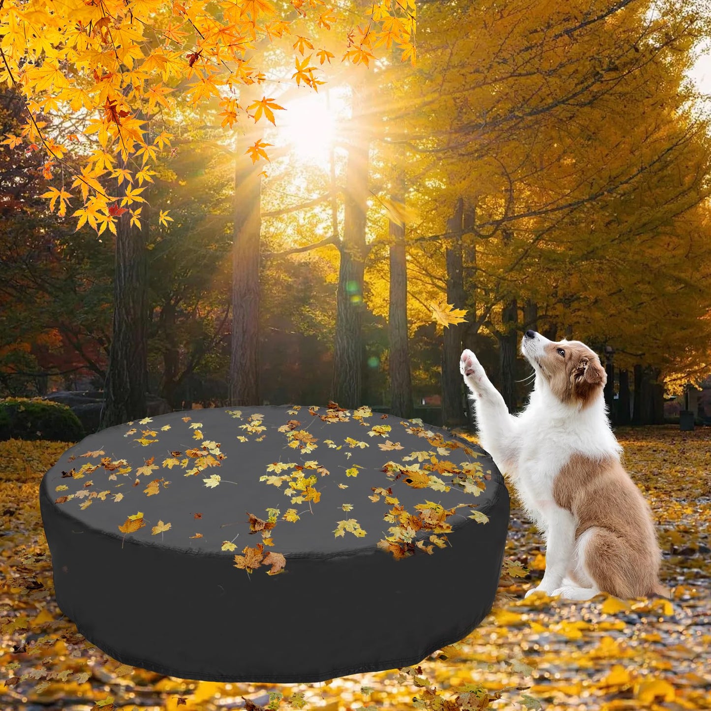 Tufmunb 71 inch Dog Pool Cover, Portable Round Collapsible Bathing Tub Kiddie Pool Cover with Oxford Cloth Material and Drawstring Design, Waterproof and Dustproof (Black) - Only Cover