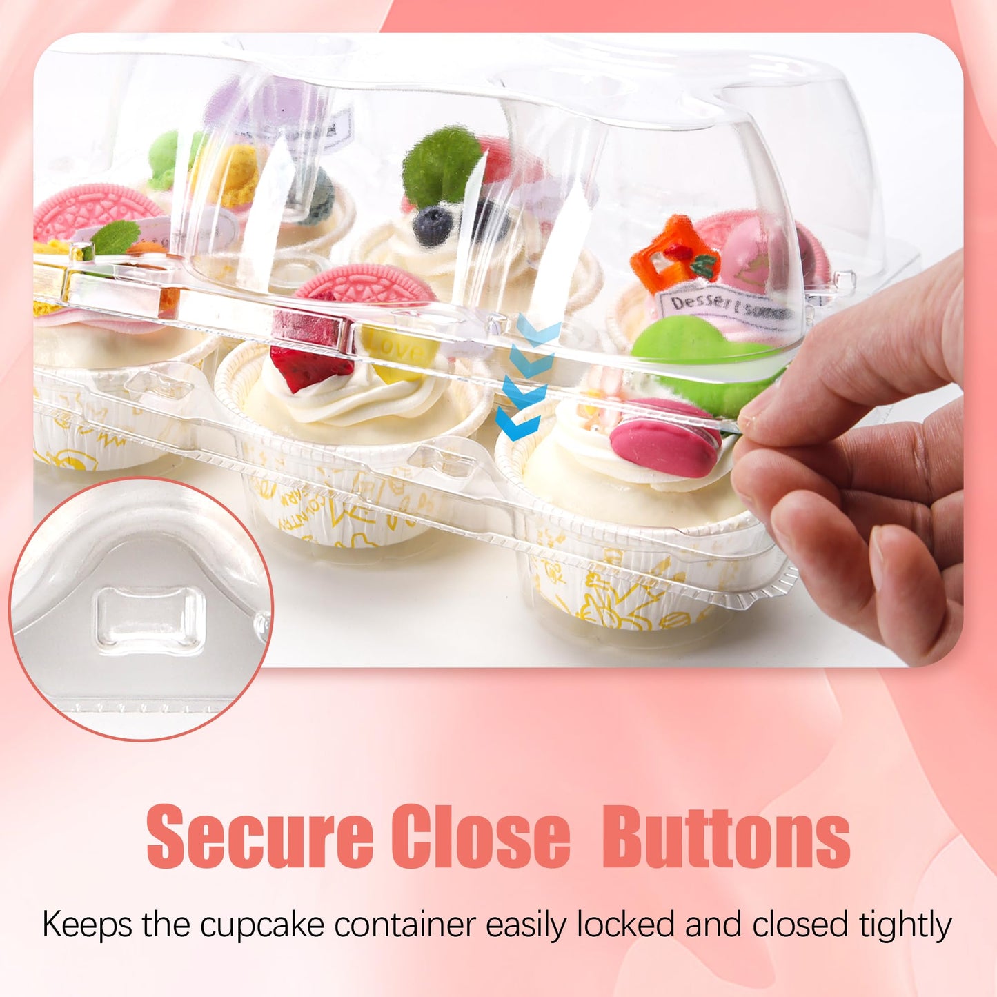 Valentines Gifts NPLUX 6 Count Cupcake Containers 30 Pack Cupcake Holders Clear Plastic Stackable Cupcake Boxes with Detachable Tall Dome Lids for 180 Cupcakes, BPA Free, Standard Size