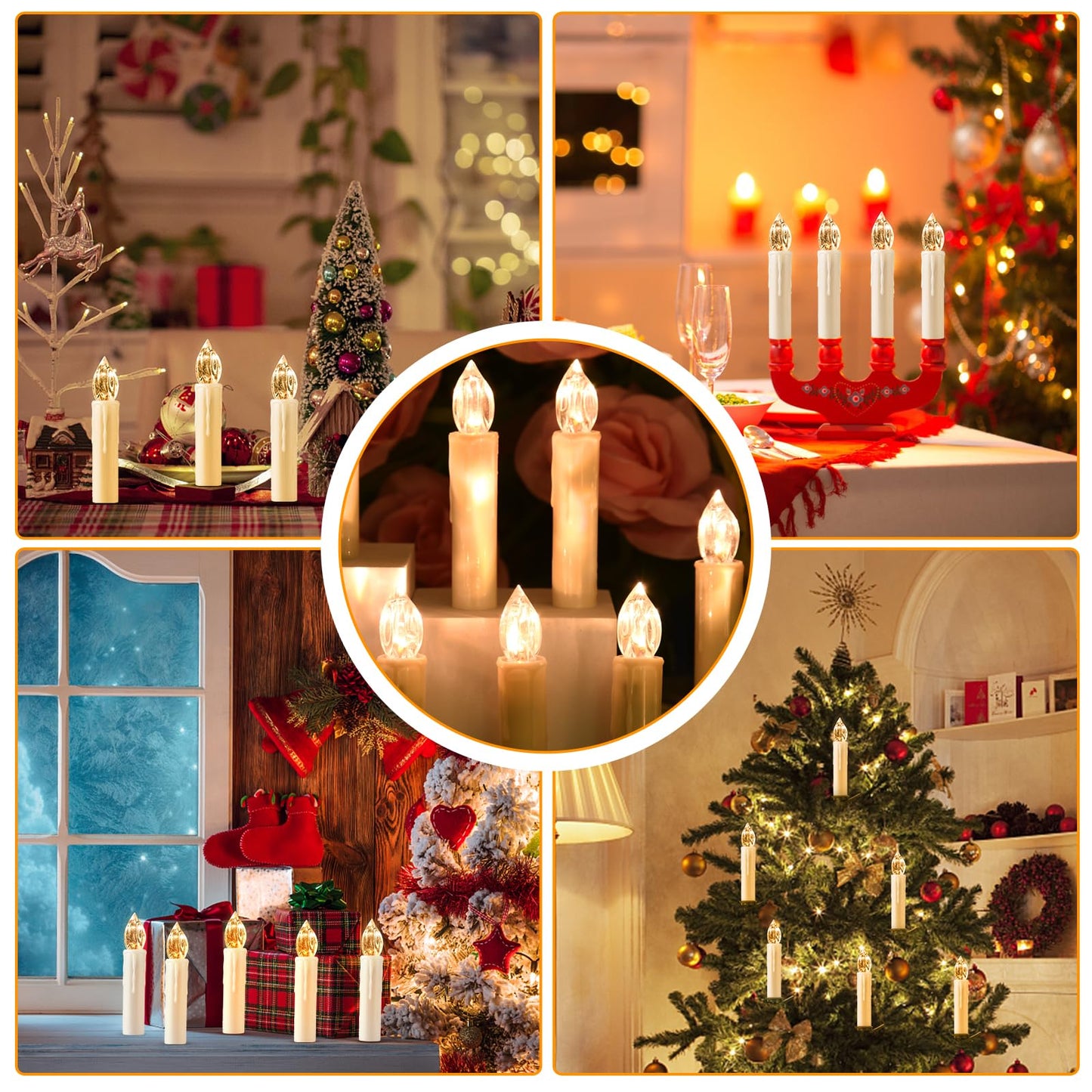 cimetech LED Flameless Candles, Battery Operated Candle Lights with Remote Control Timer, Floating Candles with Brightness Function and Clip Base, for Christmas Tree Home Table Decor (12 Packs)