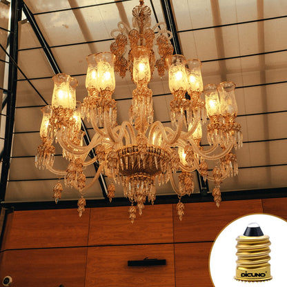 DiCUNO E14 to E12 Adapter, European to Candelabra Base Light Socket Reducer for Lamps and Chandeliers, Brass, Pack of 20