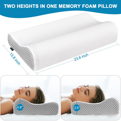 Pwperry Cervical Neck Pillow, Contour Memory Foam Pillows Neck Pillow for Sleeping, Ergonomic Pillow for Side Back Stomach Sleeper, Neck and Shoulder Pain