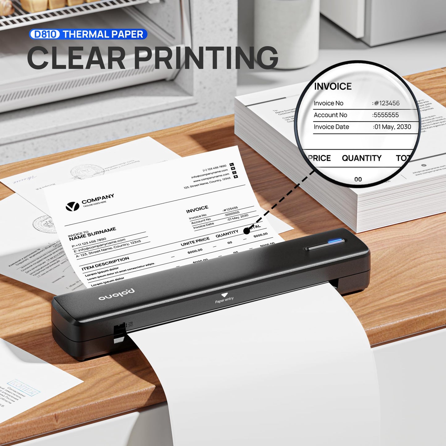 POLONO D810 Thermal Printer Paper 8.5 x 11 Inch, Advanced Thermal Printing, US Letter Size Thermal Paper Compatible with D810, Size 8.5" x 11",100 Sheets