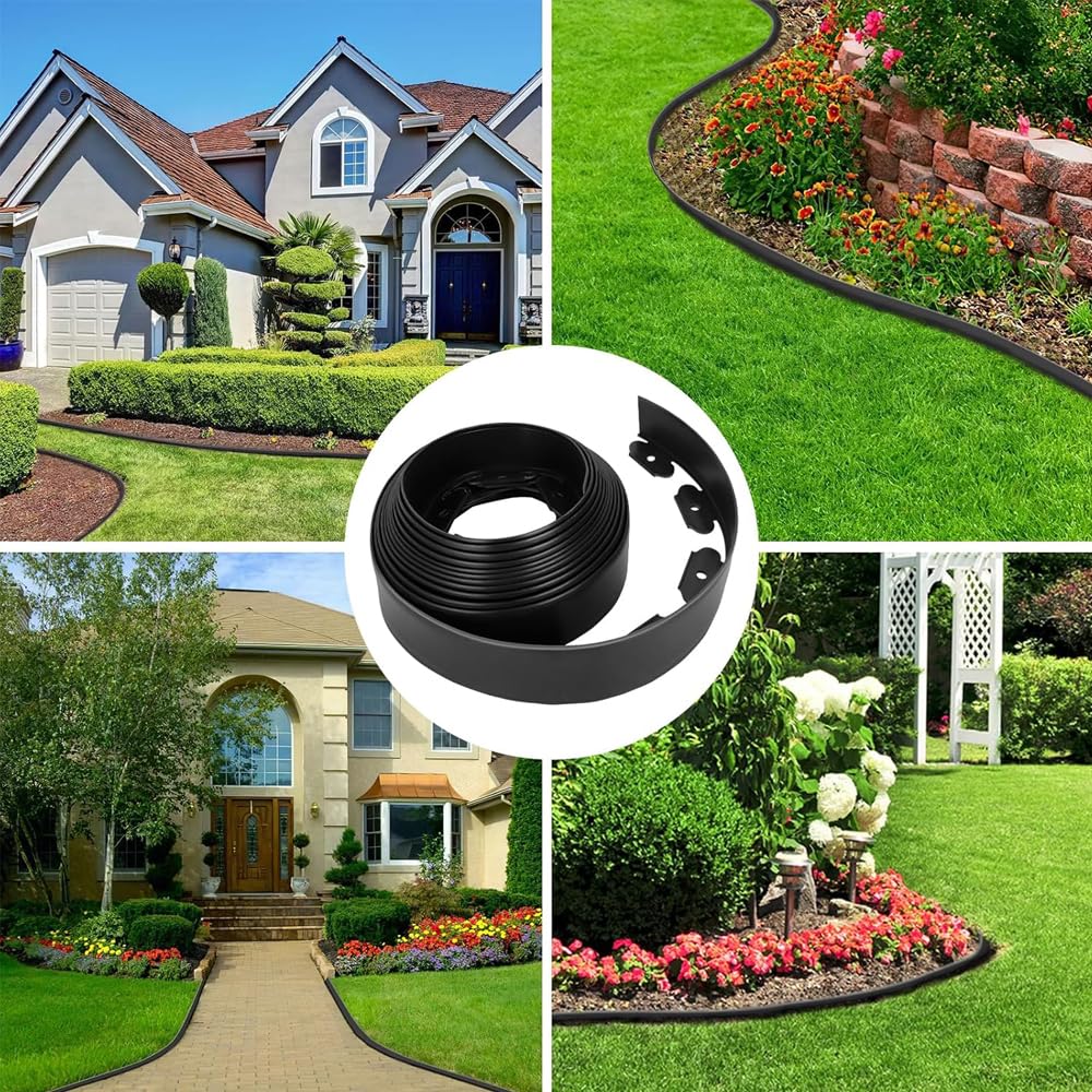 40 FT Landscape Edging No Dig, 2 in.Tall Garden Edging Border with 33 Anchoring Spikes and 1 PCS Connectors for Landscaping Garden, Flower Beds, and Lawn