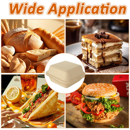 MUXHEL 100Pcs 6x6 Clamshell To Go Food Containers Disposable, Clamshell Take Out Containers with Lid, Clamshell Meal Prep Containers for Dessert, Salads, Pasta, Sandwiches