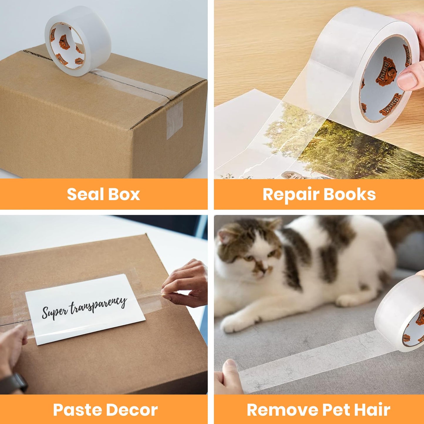 TAPEBEAR Clear Packing Tape 12 Rolls, Heavy Duty Shipping Tape 1.88 Inch x 55 Yard Packaging Tape 2.6mil Thick Transparent Tape Refills for Moving, Storage, Sealing, 660 Total Yards