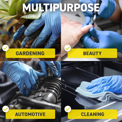 72HRS Nitrile Disposable All Purpose Gloves - 4 mil, Latex Free and Power Free, Food Grade Multipurpose Gloves (200 Pieces, Large)