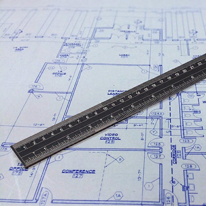 BTSKY 3 Pack 12 Inches Triangular Architectural Engineering Metric Scale Rulers with Standard Metric Conversion Ruler, Aluminum Scale Measuring Ruler Tool,Black with Red,Green,Blue