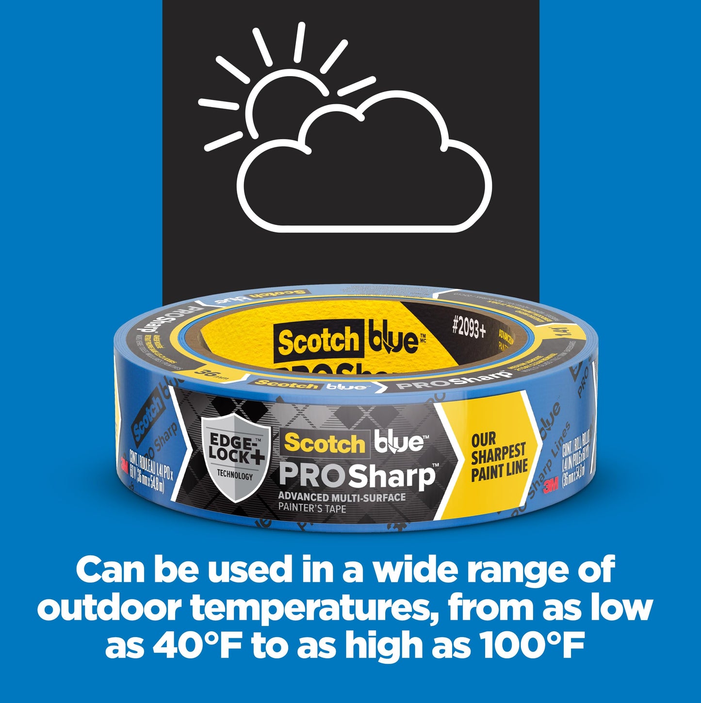 ScotchBlue PROSharp Painter's Tape 2 Inch Wide (1.88 in x 60 yd) 3 Rolls Blue Tape Protects Surfaces and Removes Easily, Edge-Lock Tape for Indoor and Outdoor Use (2093+-48AC3)