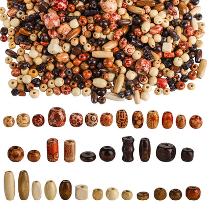 Cedilis 2000 Pcs Printed Wooden Beads, 5mm to 21mm Assorted African Beads, Natural Loose Wood Macrame Supplies Bead for Jewelry Bracelets Necklace Earring Making DIY Craft Project