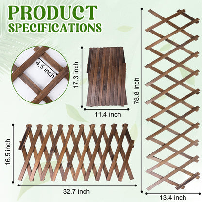 Wood Lattice Fence Panels for Outside 13.4"x78.8" Expandable Natural Wooden Wall Trellis Board Decorative Lattice Trellis Frame for Climbing Plants Vine Ivy Rose Outdoor Balcony Garden 1 Pcs