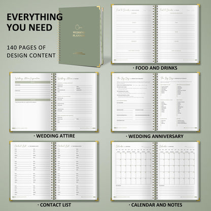 BIROYAL Wedding Planner Book and Organizer - A4 Wedding Planning Book with Checklist, Calendar & Tips - Makes Your Countdown Planning Easy - Engagement Gifts for Newly Engaged Couples, Future Brides