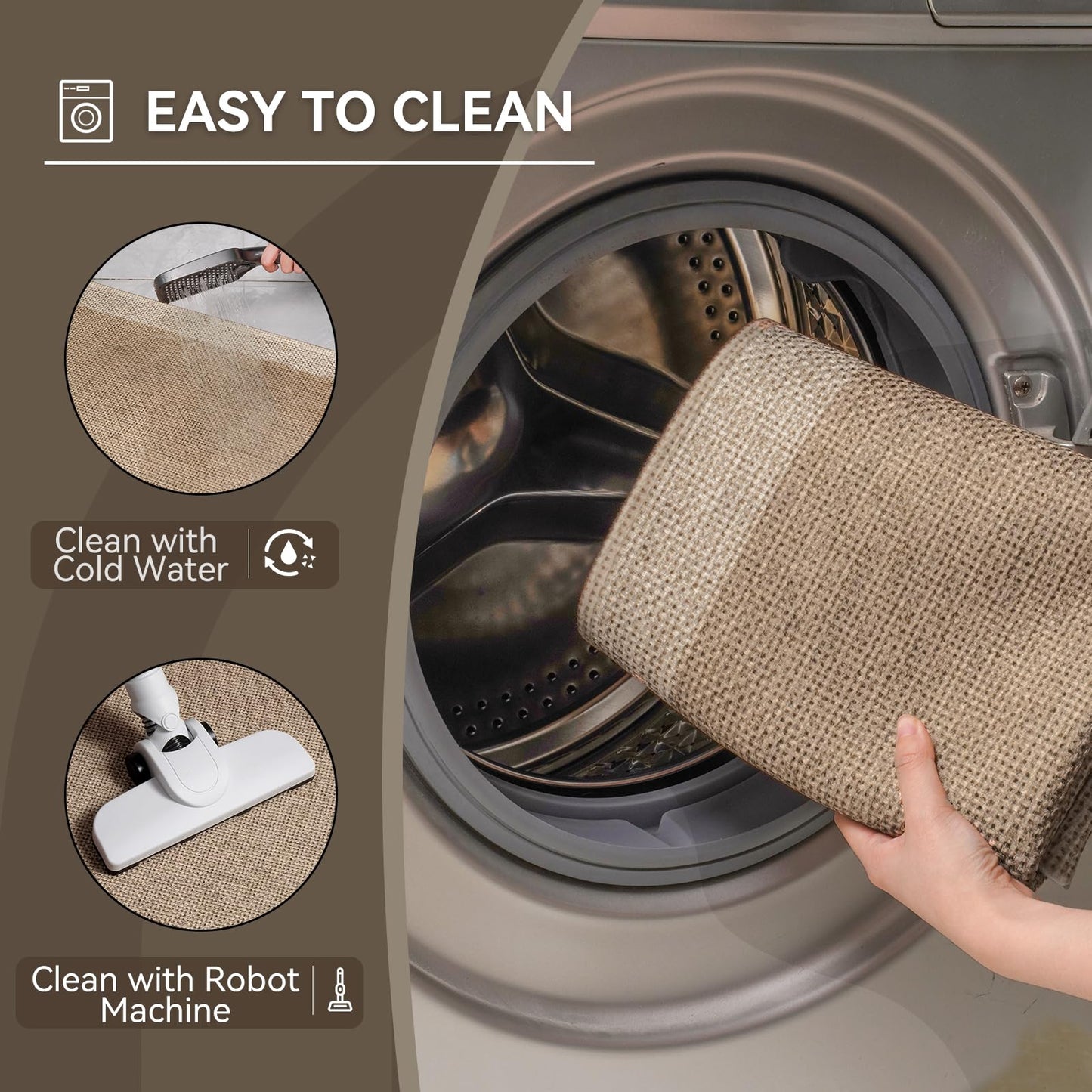 Bathroom Rugs Mat 20x31, Ultra Thin Non Slip Bath Mats for Bathtub Quick Dry Absorbent Rubber Bathroom Mat Fit Under Door, Washable Half Round Bath Rugs, Beige Brown