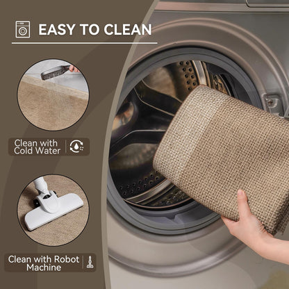 Bathroom Rugs Mat 20x31, Ultra Thin Non Slip Bath Mats for Bathtub Quick Dry Absorbent Rubber Bathroom Mat Fit Under Door, Washable Half Round Bath Rugs, Beige Brown
