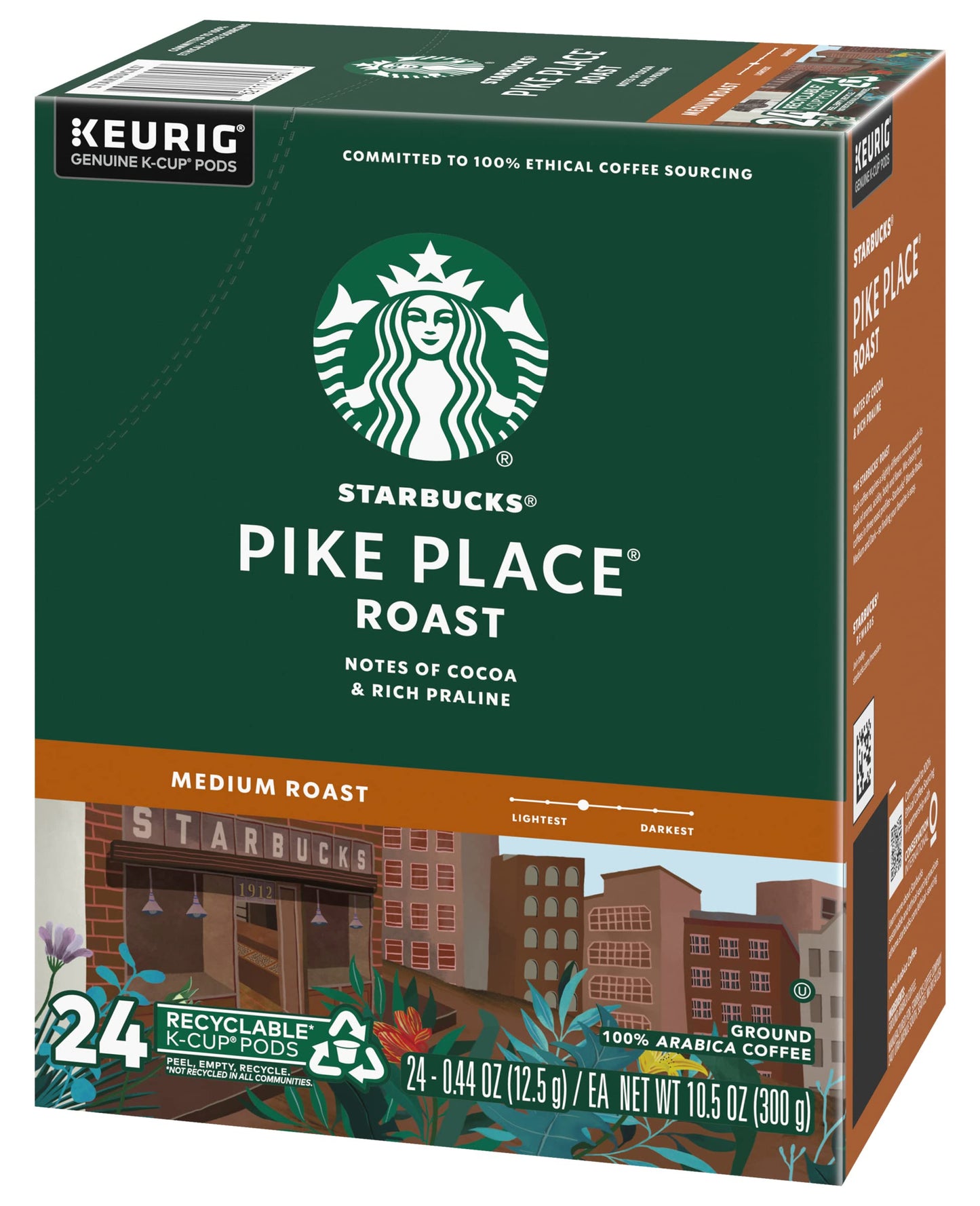 Starbucks Pike Place Medium Roast K-Cups, Single Serve Keurig Compatible Coffee Pods for Keurig Brewers - 24 Capsules