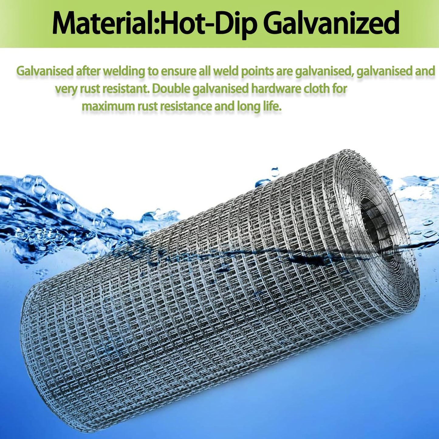 Yharnamite Galvanized Wire Mesh, 40cm x 6m, Garden Fence, Chicken Wire, Poultry Netting, DIY Projects, Silver, Stainless Steel