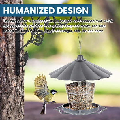 Bird Feeders for Outdoors, Hanging Bird Feeder, Transparent Feeding Station for All Year Rooms, Grey