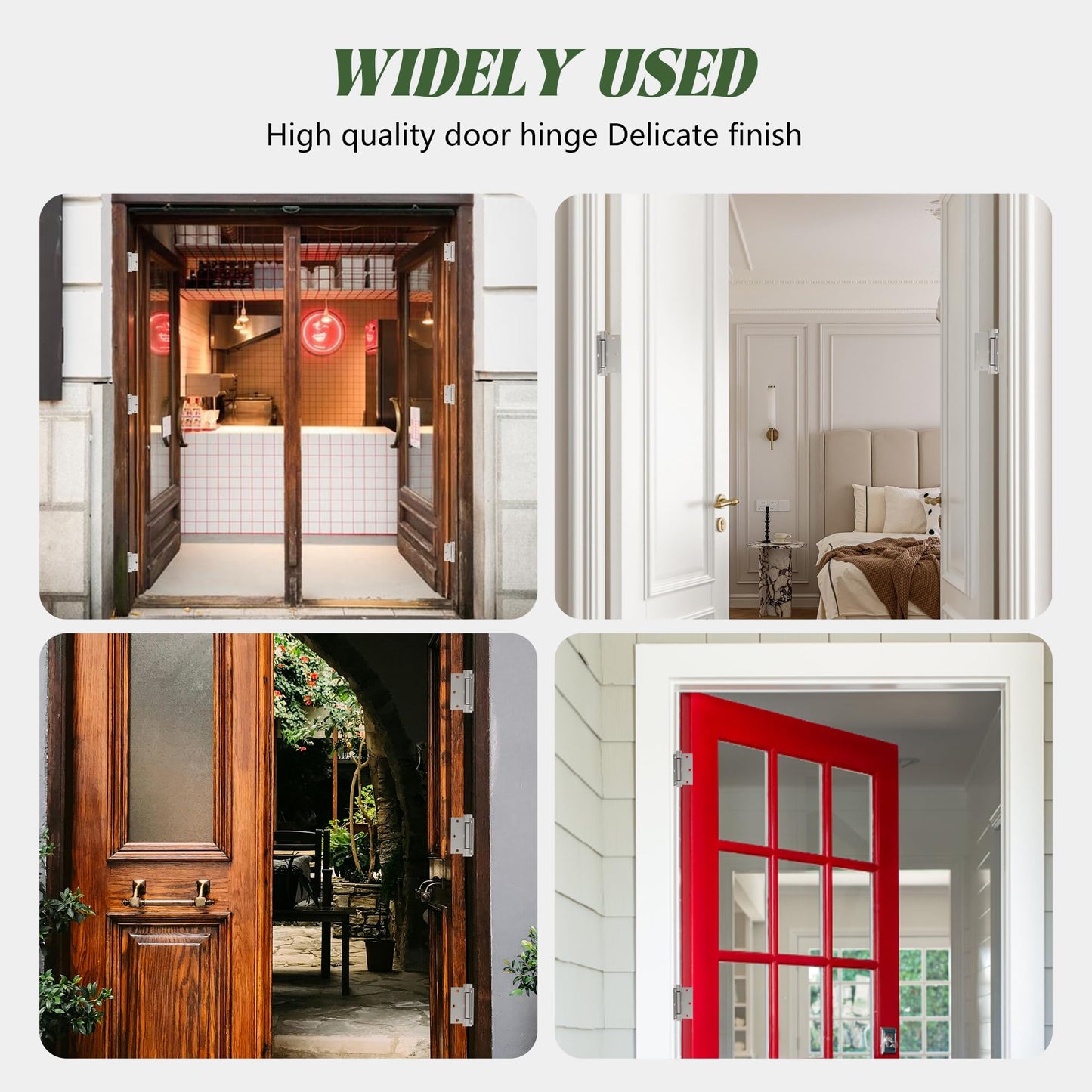 3 Pack Self Closing Door Hinges 3.5 inch Satin Nickel Door Hinges Spring Loaded Auto Close Hinges Square Corners Adjustable Tension for Interior Door 3 1/2 Auto Self-Closing Hinge