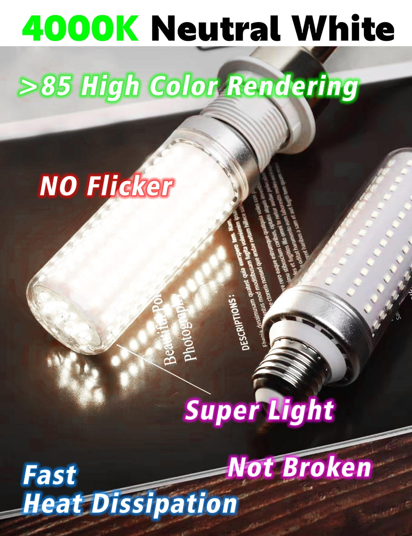 E12 200W Equivalent LED Candelabra Corn Light Bulbs,4000K Natural White, 3000 Lumen T6 E12 20W LED Chandelier Light Bulbs for Ceiling Fan Pendant Lighting Desk Lamp, Non-dimmable, 2 Pack