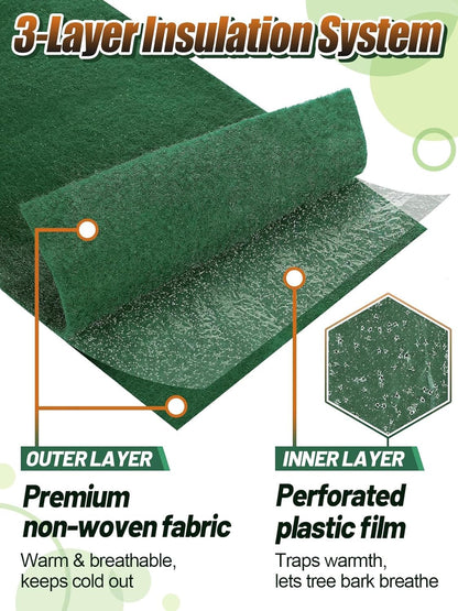 Tree Protector Wrap for Winter Freeze Protection, 56 Ft x 2 Rolls Heavy-Duty Tree Wrap with Tape, Breathable Trunk Bark, Protects Damaged Bark and Guards Against Animals for Shrubs and Young Trees