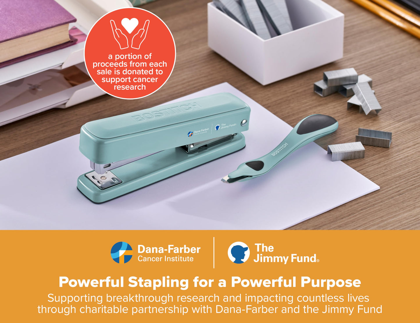 Bostitch Titan Heavy Duty Metal Stapler, 50 Sheet Capacity with 1250 Staples and Ergonomic Staple Remover, Jam Free Stapling, Full Strip Stapler for Desk, Office and Classroom, Sage