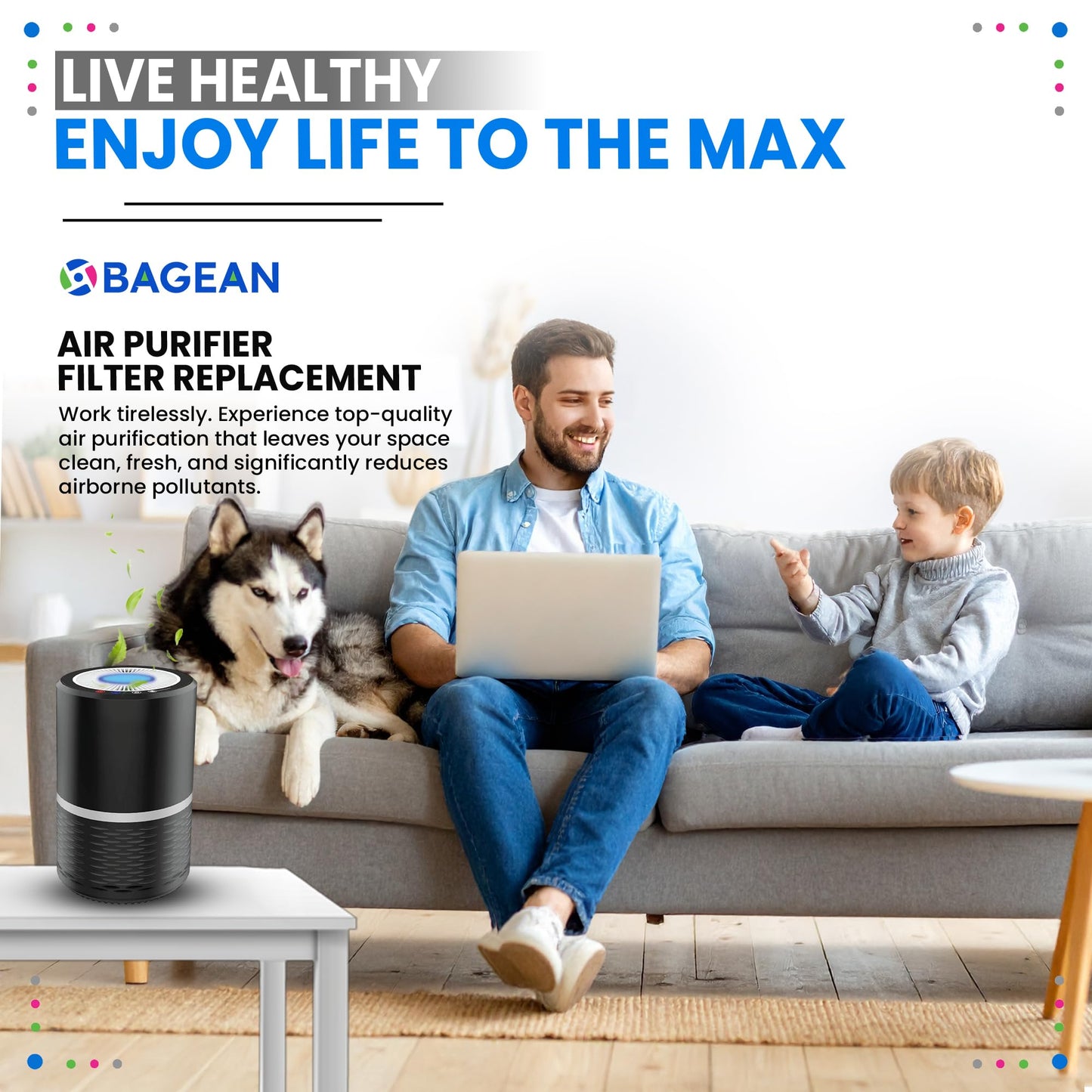 Bagean LV-H132 Replacement Filter for Levoit Air Purifier Compatible with Levoit Filter Replacement - Certified H13 True HEPA with Activated Carbon Filters 99.97% of Particles and Purifies Air (2-Pk)