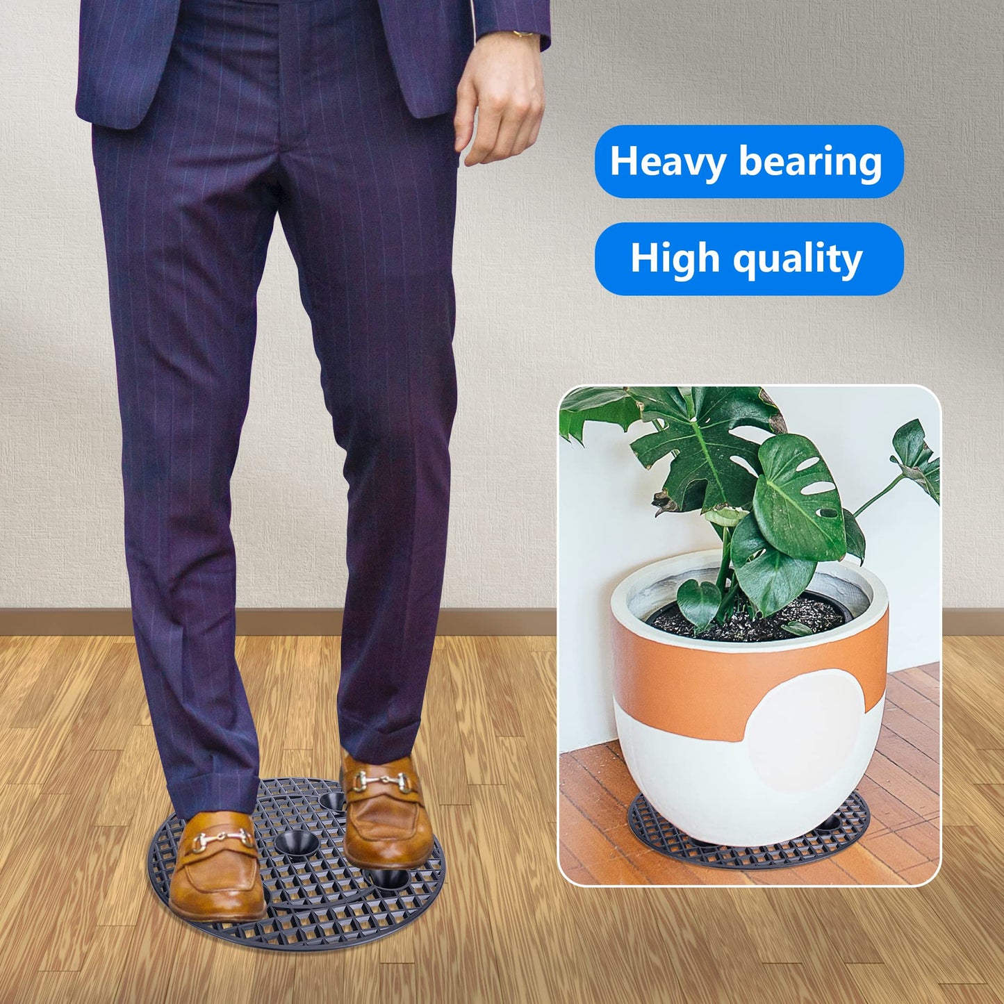 11.8in Plant Level Pot Elevator, Plant Stands, Plant Pot Saucer for Prevent Rot and Damage on Patio & Deck ( Black) (8Pcs, 11.8in)