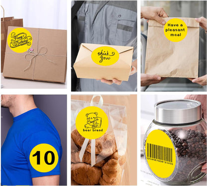 4 Inch Large Yellow Round Thermal Labels, 300 Labels/Roll,Self-Adhesive Circular Inventory Stickers, Multi-Purpose Round Roll Thermal Printing Stickers for Business and Domestic Use