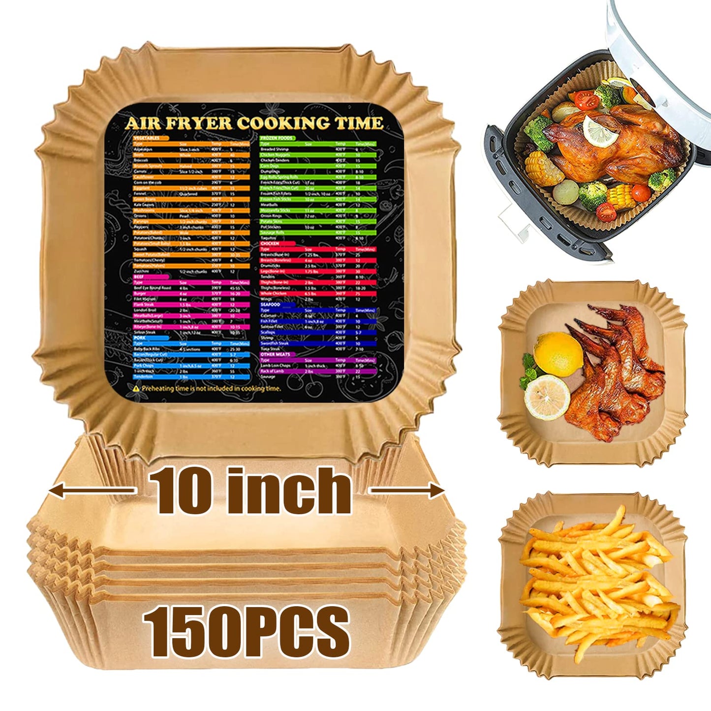 Air Fryer Liners for COSORI 6 QT, Airfryer Liners 10 Inch Large Air Fryer Parchment Paper Liners, Parchment Paper for Air Fryer Disposable, 150PCS