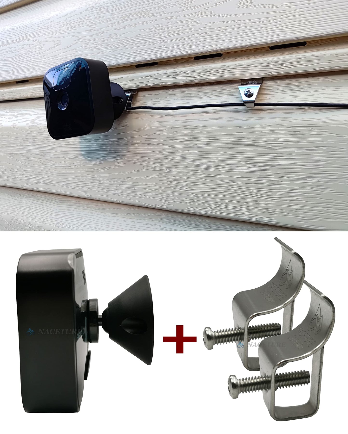 Vinyl Siding Screws Clips Hook - 18 Pack Heavy Duty No-Hole Needed Siding Screws Stainless Steel Hanger for Outdoor Mount Home Security Camera (18) (18 Pack)