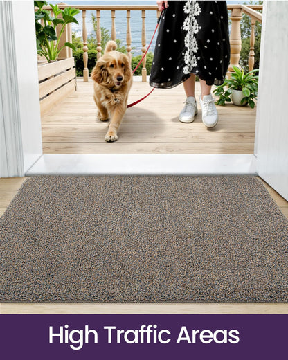 DEXI Indoor Door Mat Front Entrance, 20x32 Non Slip Dirt Trapper Soft Entry Rug, Absorbent Washable Doormat for Inside Entryway Floor Carpet, Brown-Blue