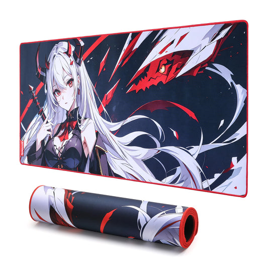 Redragon EISA P047L Anime Gaming Mouse Pad - Smooth Spandex Surface, Anti-Slip Rubber Base, Spill-Resistant, Durable 5mm Thick Design, 35 x 16 inches, Black