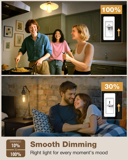 LED Edison Bulbs 60 Watt Dimmable, Vintage E26 Light Bulb Soft White 2700K, ST58 Teardrop Antique Style 60W Equivalent Lightbulbs, Medium Base 6W 700 Lumen 120V, 6 Pack