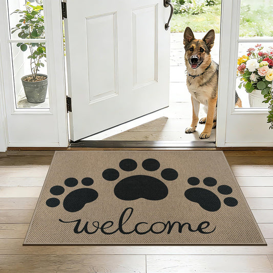 Capslpad Easy Jute Indoor Door Mat 24"x36",Absorbent Dirt Trapper Welcome Mat, Front Door Mat Indoor Outdoor for Dog Paws,Non-Slip Low-Profile Entrance Rug,Durable Entryway Floor Mats, Black