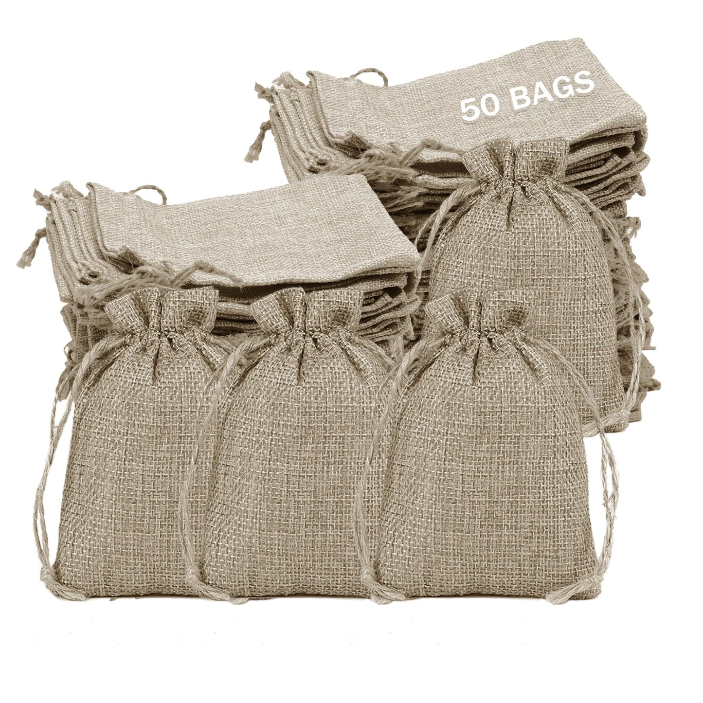 DMIMIA Small Burlap Bags 50 PCS with Drawstring, 4x6 Inch /10x15 CM Gift Bags,Jewelry Pouches, Wedding Favors, Jewelry Packing, Sacks
