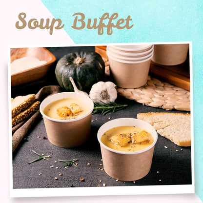 MATICAN 100-Count Paper Ice Cream Cups - 9-Oz Disposable Dessert Bowls for Hot & Cold Foods