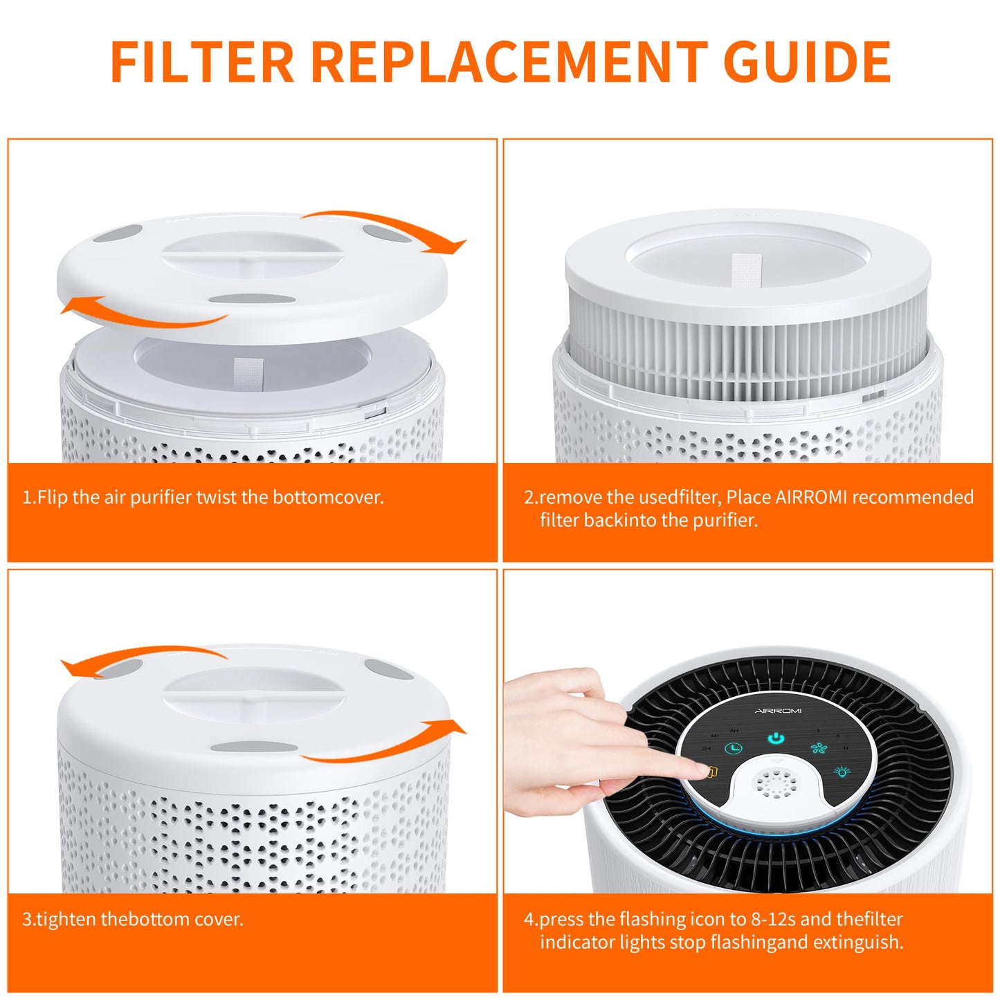 AIRROMI A2001 HEPA Air Purifier Replacement Filter, 3-In-1 Original Filter, Remove 99.97% of 0.3 Micron Particle 1 Pack White Activated Carbon